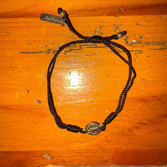 My Saint My Hero Silver Protection Charm and Black Rope Adjustable Bracelet - Picture 1 of 5
